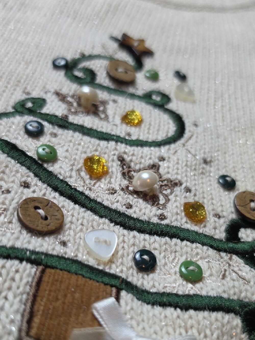 CHRISTOPHER & BANKS | Sparkle Christmas Tree Embellished Holiday Sweater | XL - Picture 9 of 10